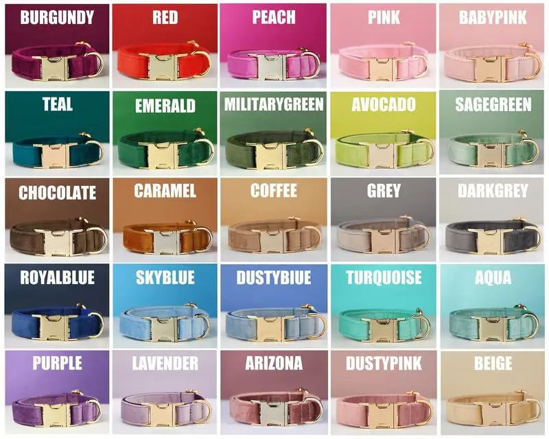 Wholesale Luxury Velvet Dog Collar Custom Personalized Lettering Gold-Plated Metal Buckle Reflective Features Bow Tie OEKO-TEX