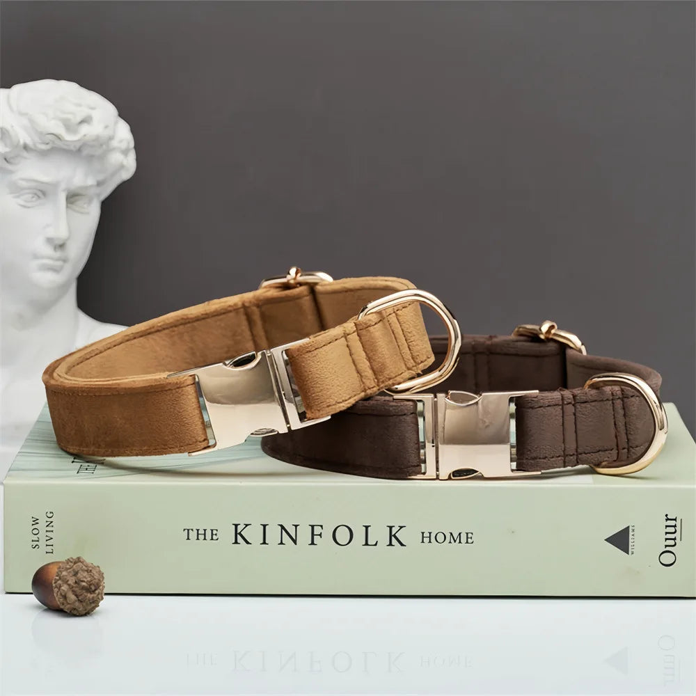 Wholesale Luxury Velvet Dog Collar Custom Personalized Lettering Gold-Plated Metal Buckle Reflective Features Bow Tie OEKO-TEX