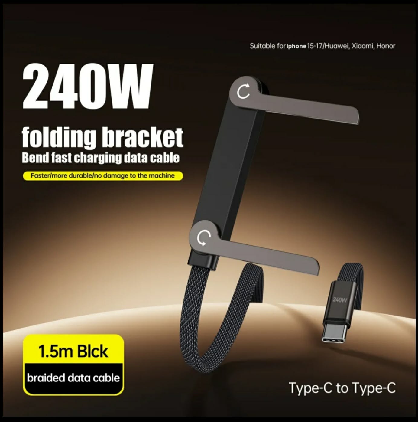 Foldable Phone Holder Fast Charge Cable